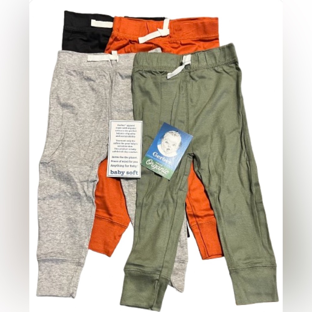 Gerber Organic Kids Bottoms - Black, Gray, Orange, Green - 18 Months
